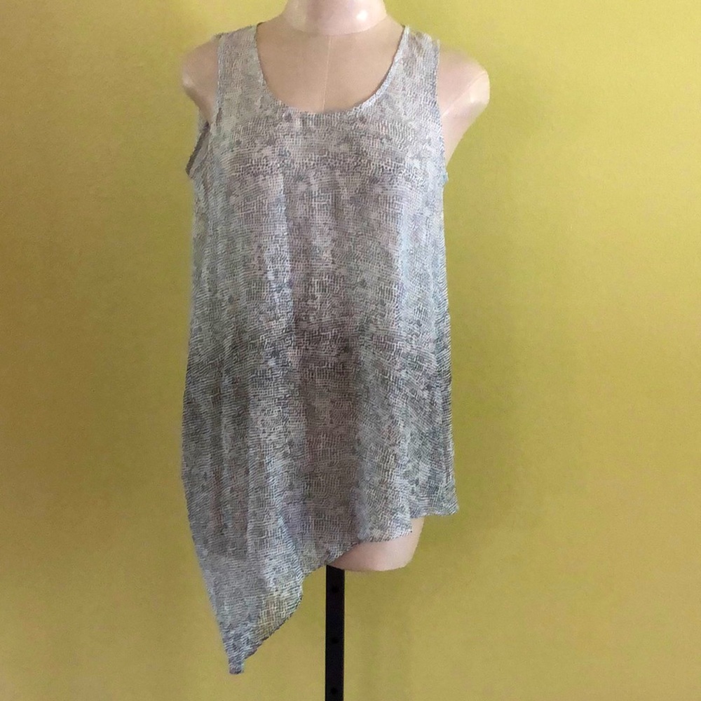 Eileen Fisher Asymmetrical Silk Side Drape Shell